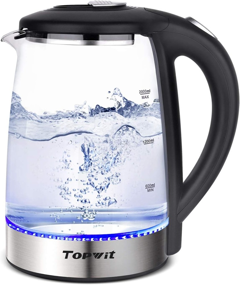 Electric Kettle Glass Hot Water Kettle 2.0L Water Warmer BPA-Free Stainless