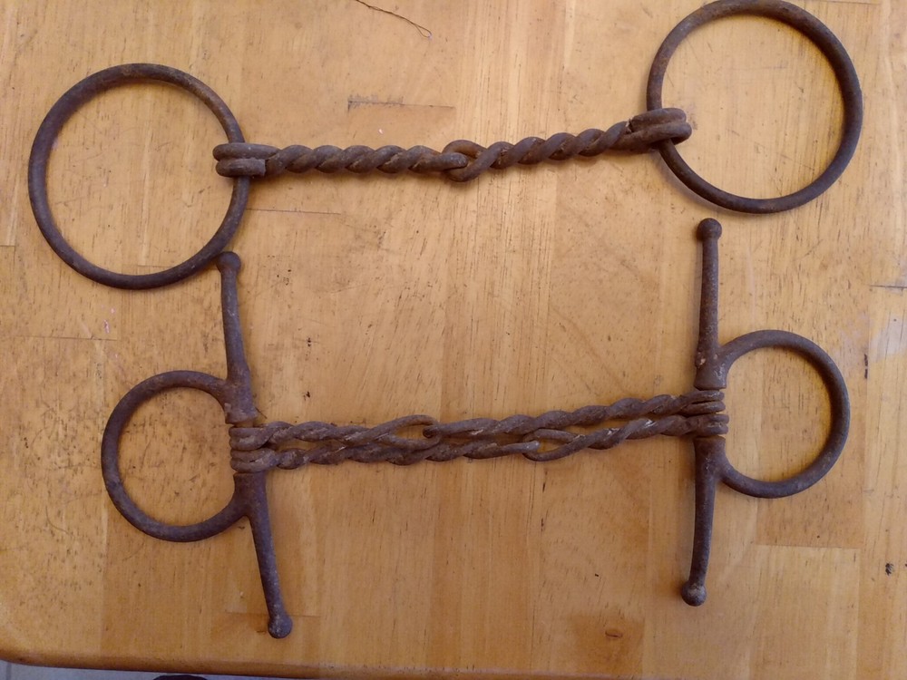 2 Vintage Twisted Wire Horse Bits