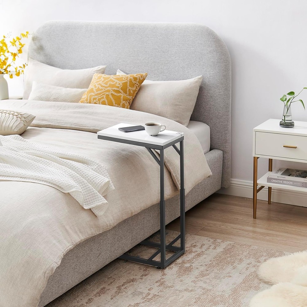 End Table, Small Sofa Table with Metal Frame, Adjustable Height Side Table