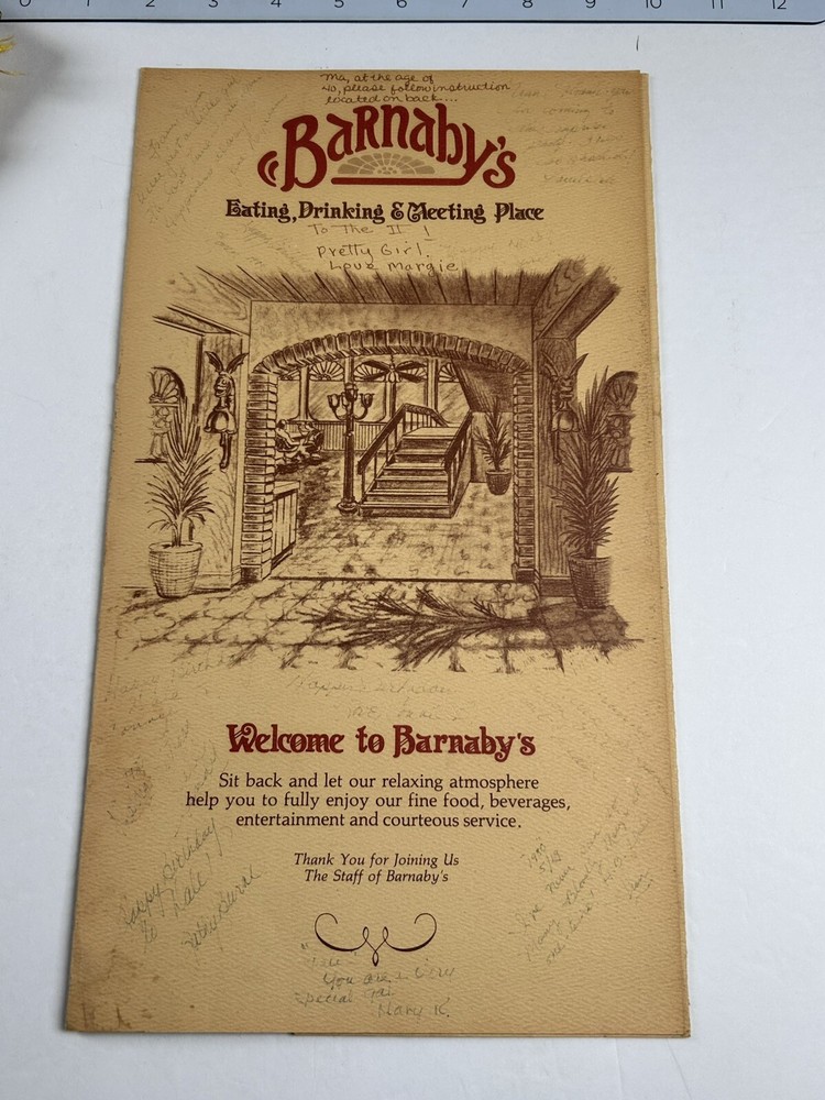Barnaby’s Restaurant Menu