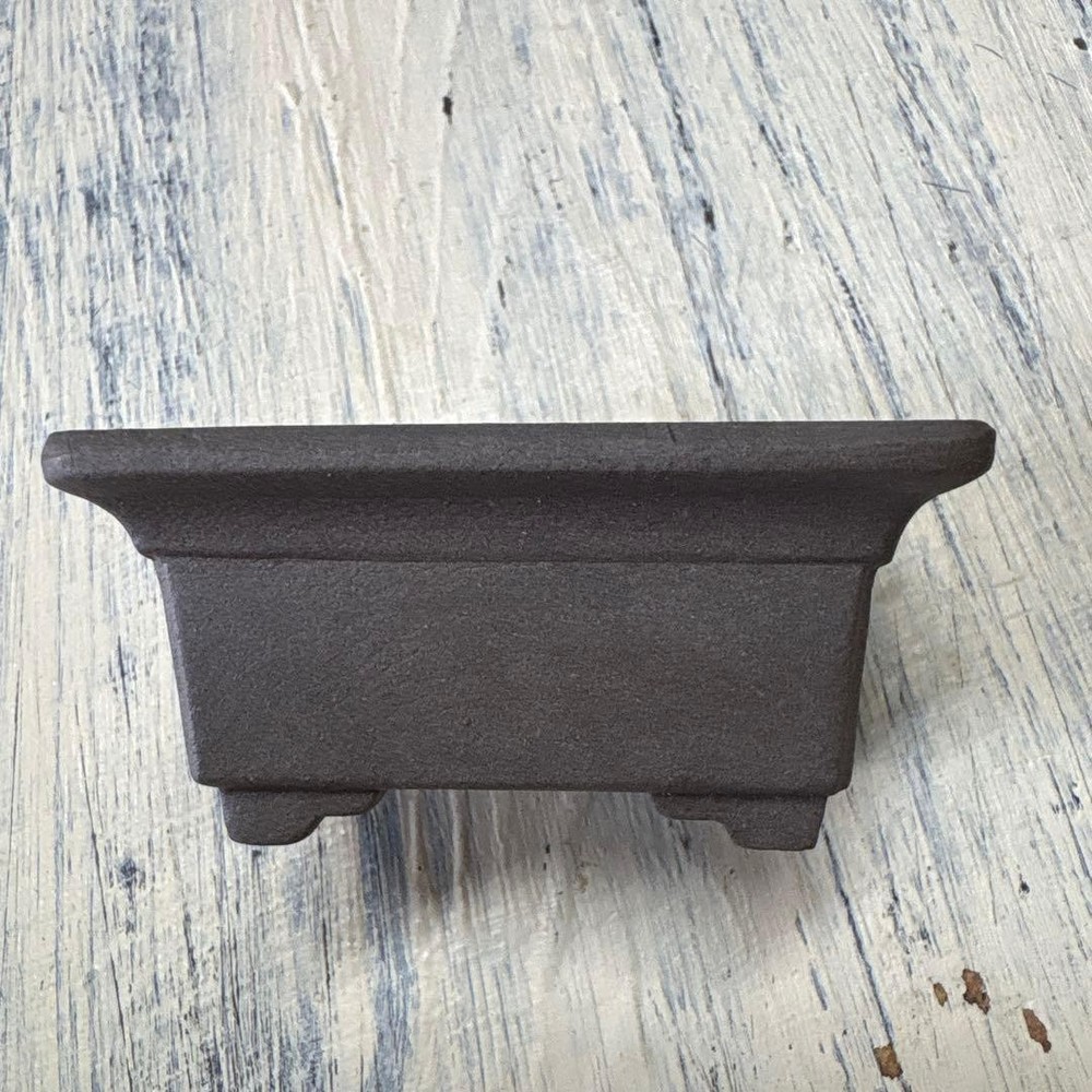 Small Bonsai Pot Dark Brown Rectangular Japanese Art Miniature Tree Container
