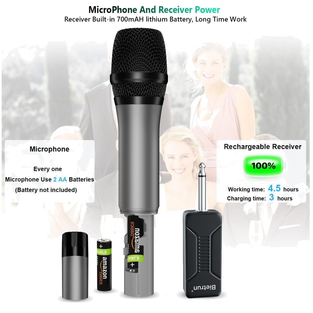 Rechargeable Receiver Wireless Mic, 15 Channels
