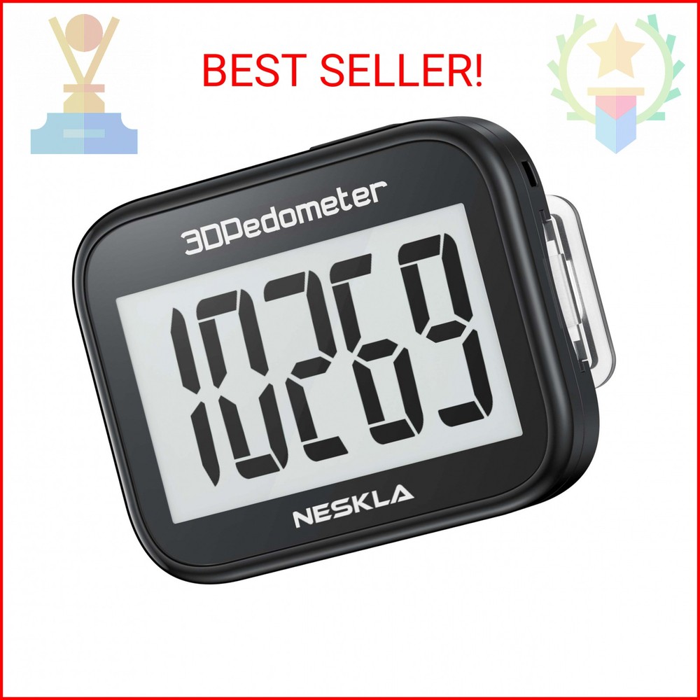 NESKLA 838 3D Pedometer for Walking, Simple Step Counter and Tracker with Large