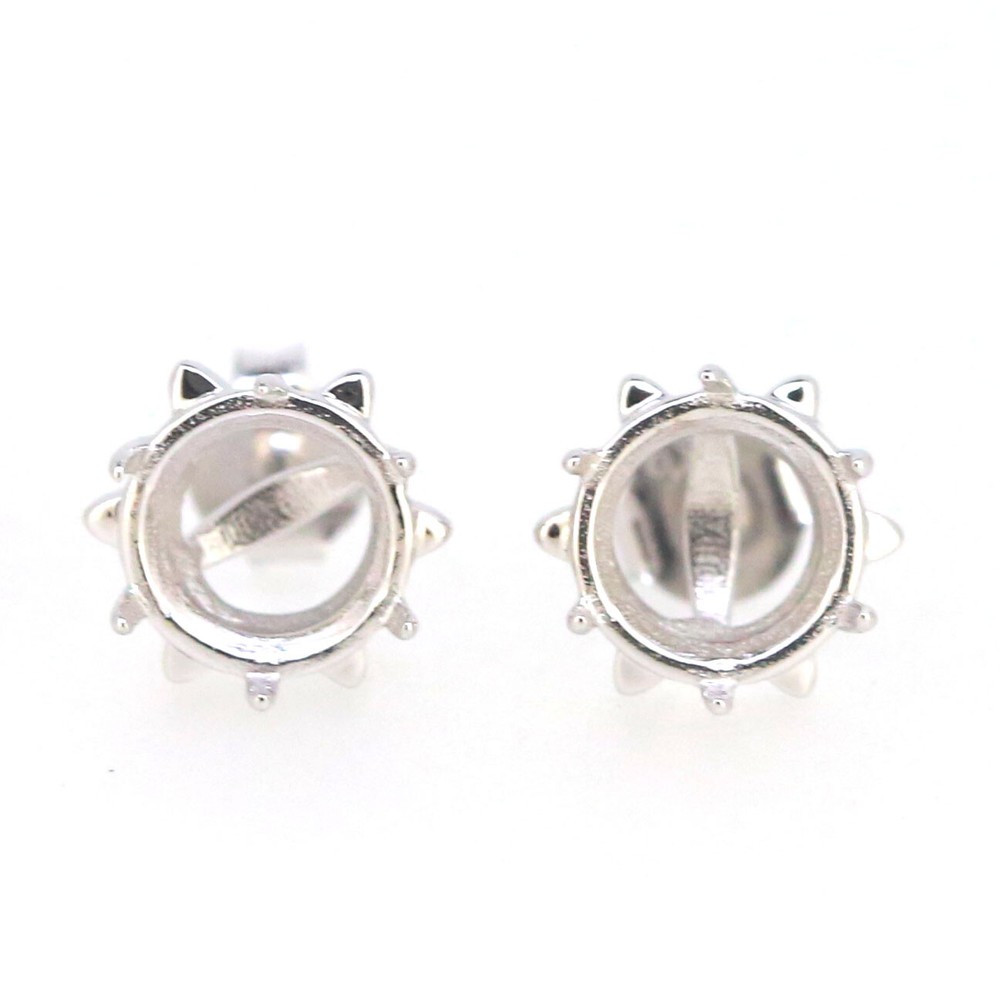 Sterling Silver Semi Mount Earrings Setting Round RD 8x8mm Stud