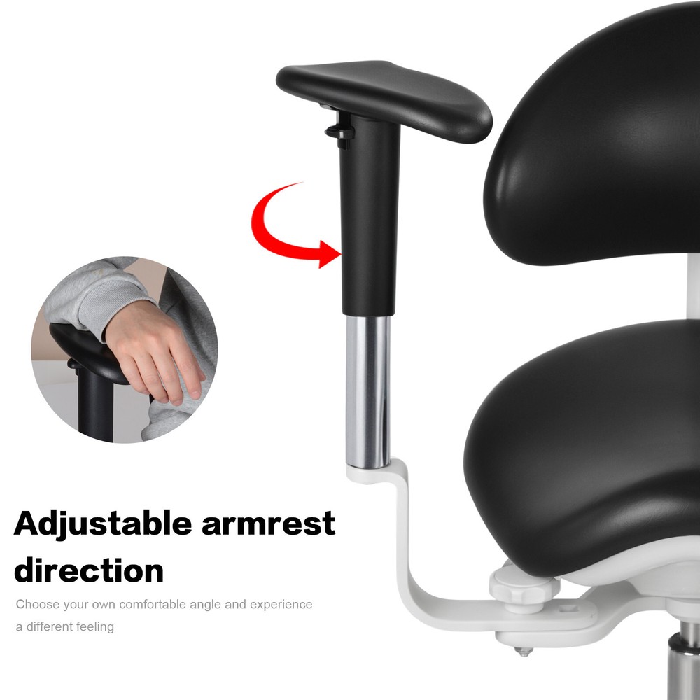 Dental Dynamic Microscope Saddle Chair Stool Foot Controlled PU Leather US
