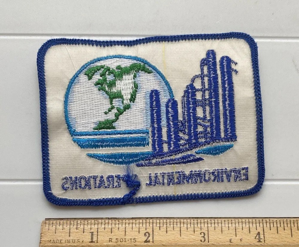Oil Refinery Environmental Operations Blue White Embroidered Patch Badge