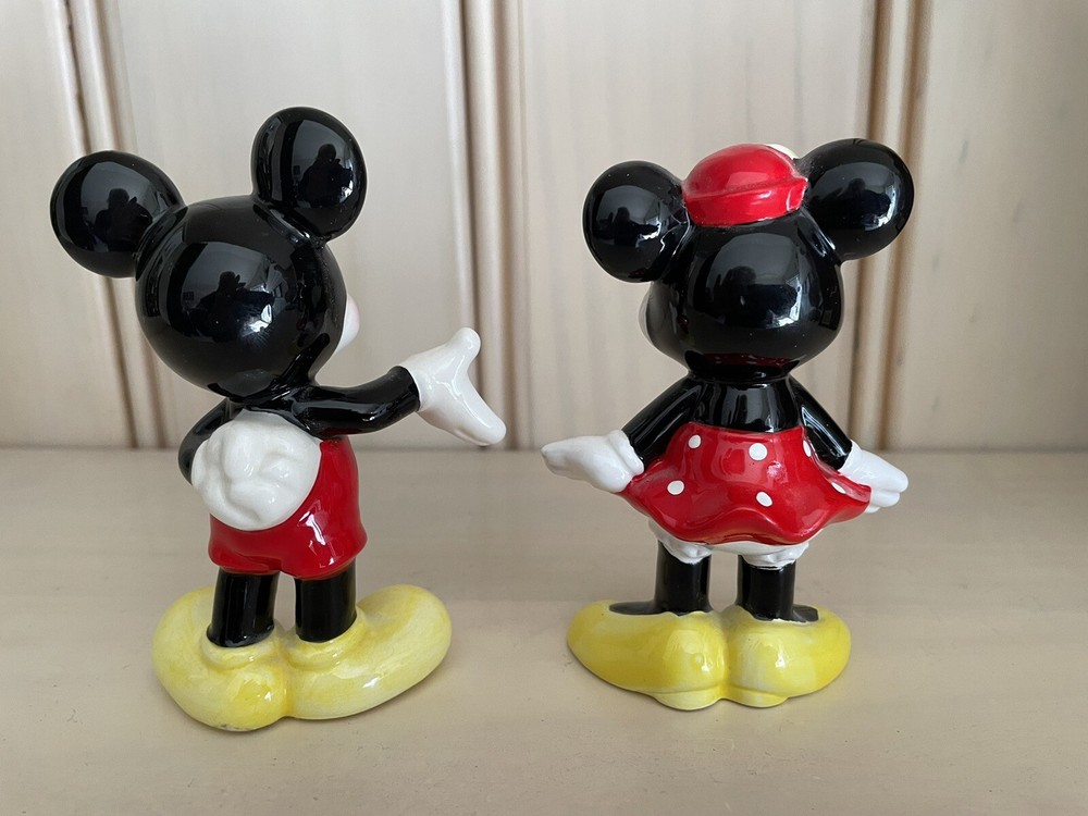 Disney Mickey & Minnie Mouse 4”Ceramic Figurines EUC