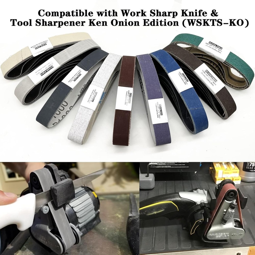 45 Pcs 3/4" x 12" Replacement Sanding Belt Kit for Work Sharp Knife & Tool Sh...