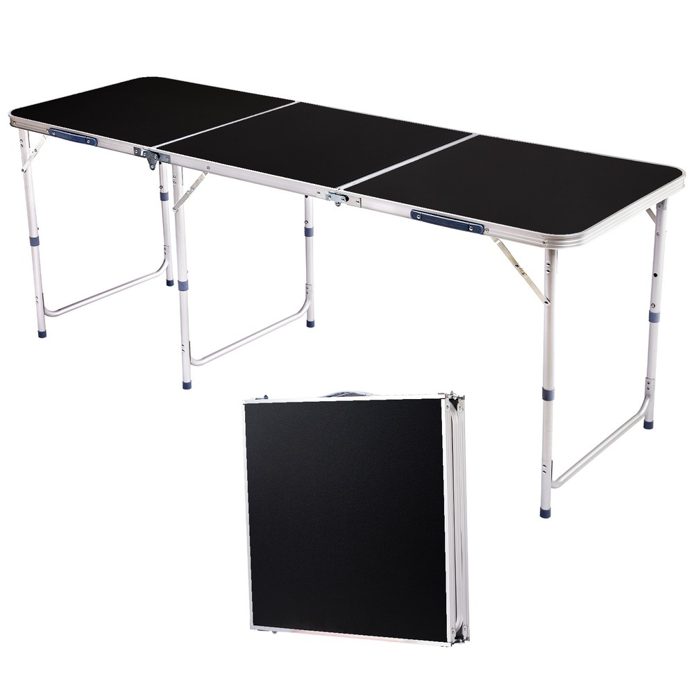 3/4/6FT White Folding Table with Carrying Handle Height Adjustable Lightweight