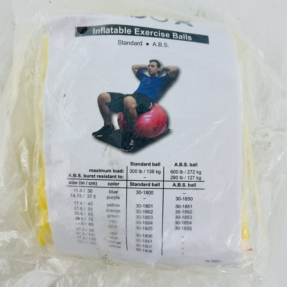 CanDo Inflatable Exercise Ball Yellow 17.7" 45cm