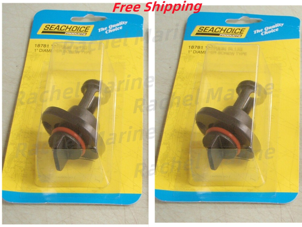 Pair Seachoice Retained Screw Type Nylon Drain Plug 1" Diameter Holes 18781 LC