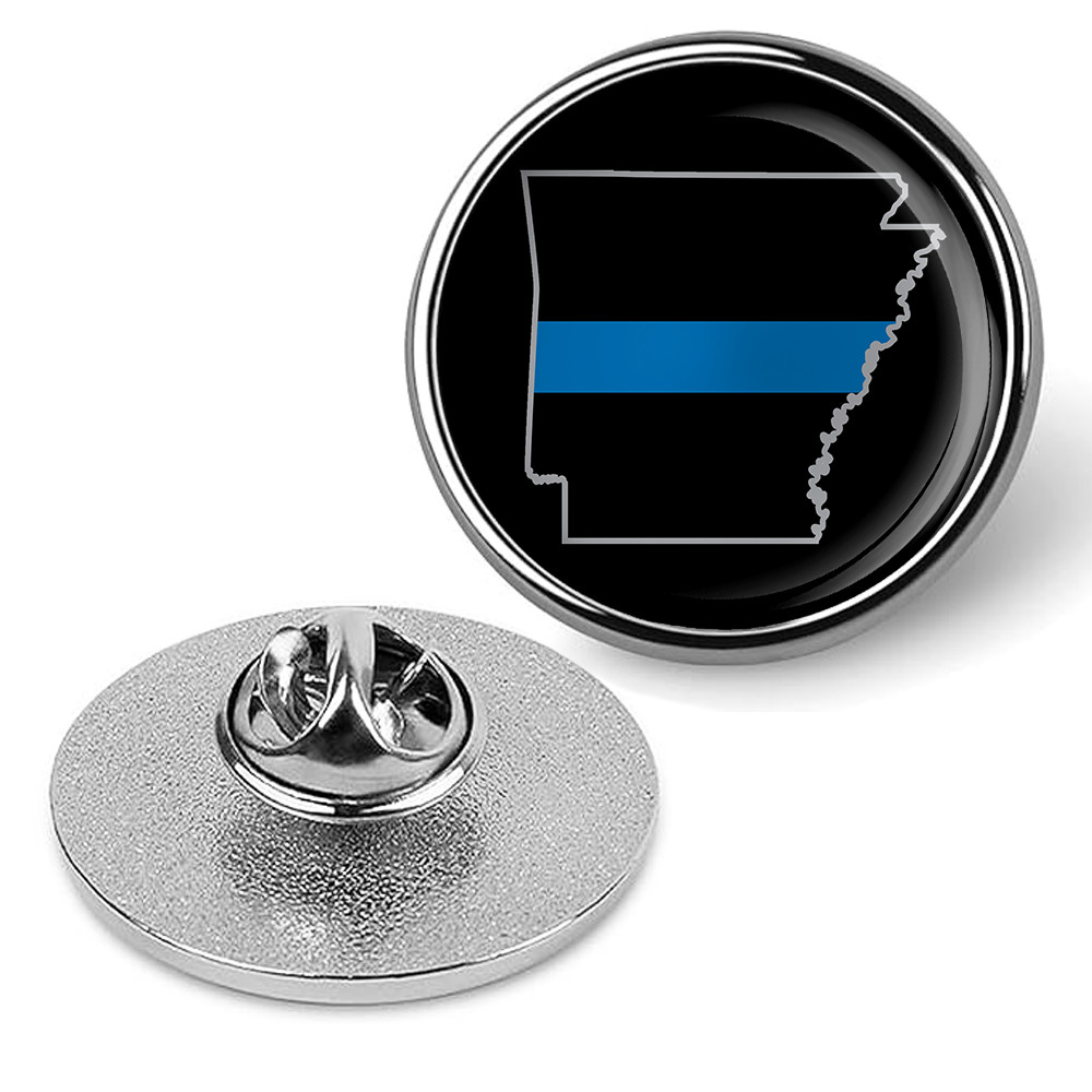 Law Enforcement Thin Blue Line Arkansas State Brooches & Pins - Silver