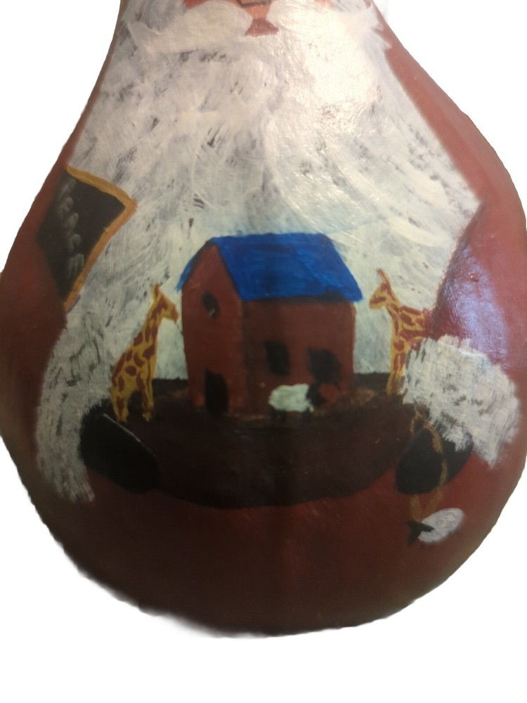Primitive Hand painted Santa Gourd