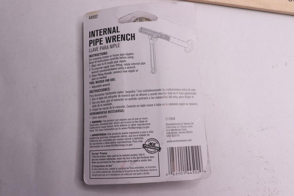 Ace Internal Pipe Wrench Nipple Extractor 3/4" 44502