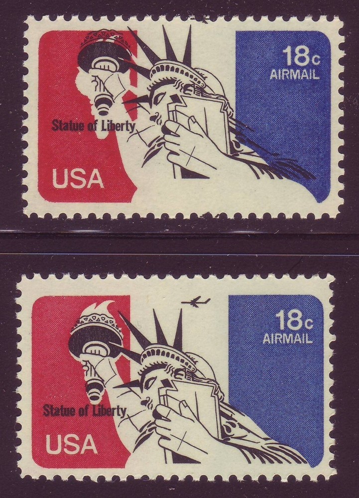 C87 ( 18c Air Mail ) - DRAMATIC COLOR SHIFT ERROR (Top Stamp) - MNH - MUST SEE !
