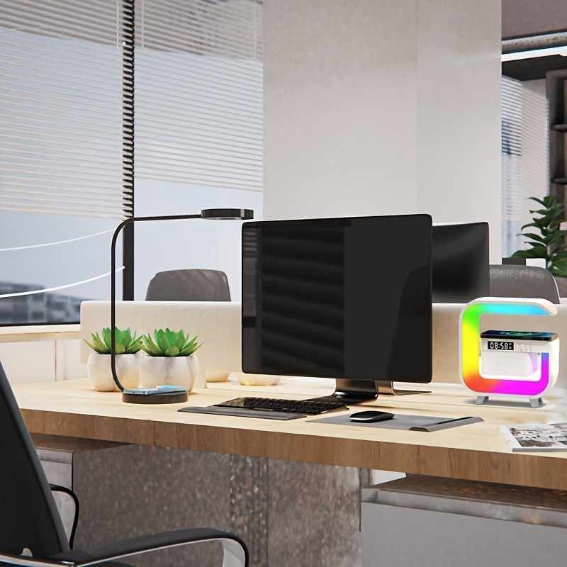 Desktop Alarm Clock with Multifunctional Wireless Speaker - Button Control