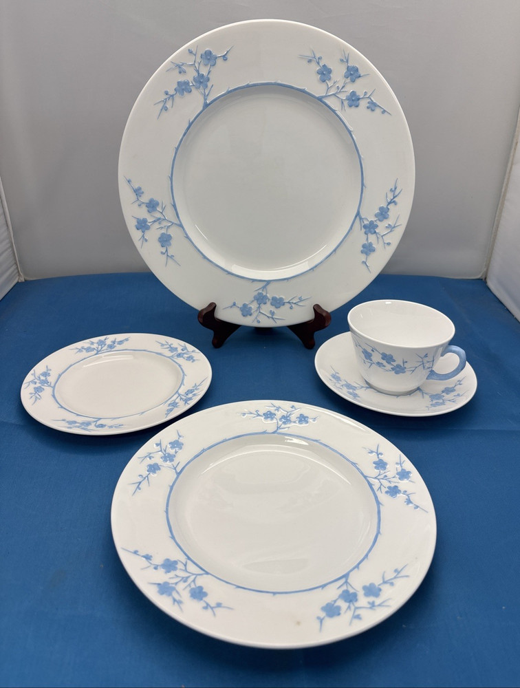 Vintage Spode Blanche De Chine Geisha 5 Pc. Place Setting China Dinner Set
