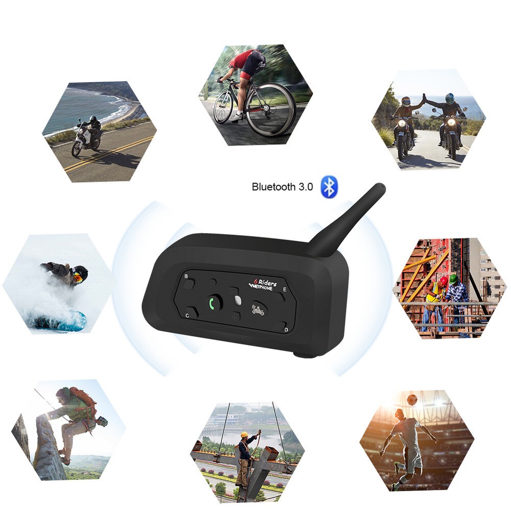 Motorcycle Helmet Bluetooth Intercom Interphone Headset Moto Intercomunicador V6
