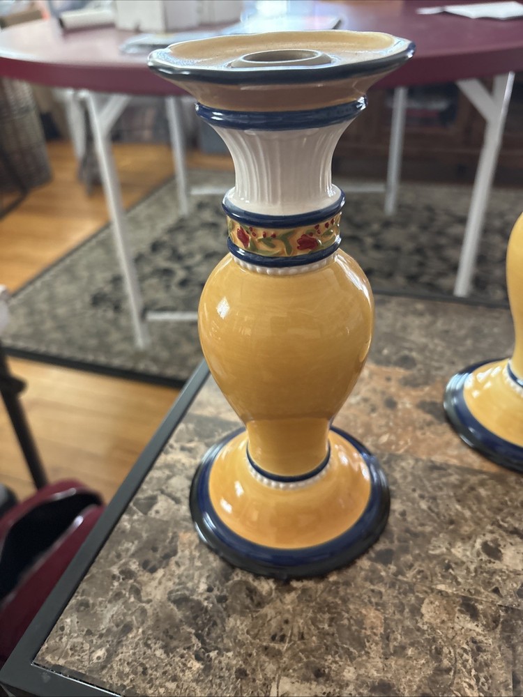 Sunflowers Candlesticks. 8” Tall