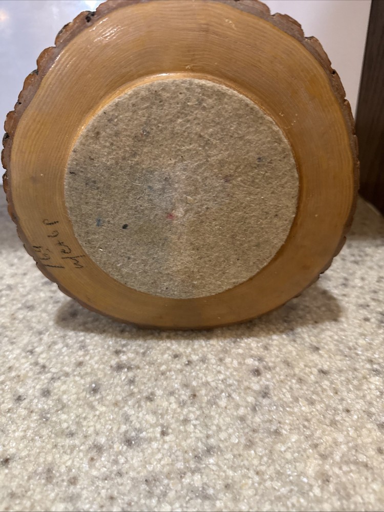 Vintage Rustic Ware Nut Cracker Bowl, Tree Bark, With 3 Picks And Nut Cracker