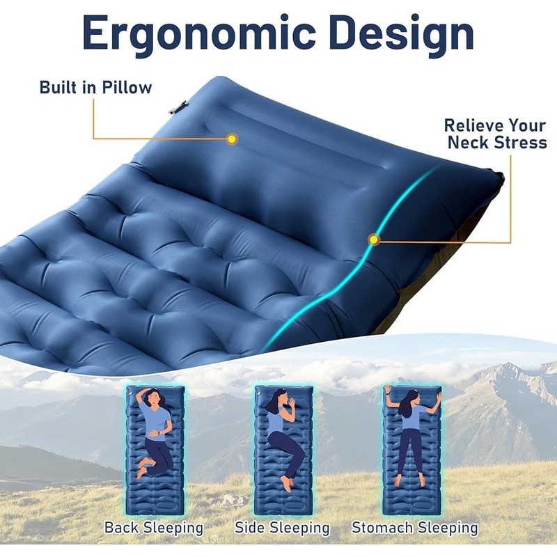 Extra Thick Camping Sleeping Pad W/ Built-In Pump Portable Modular Design New