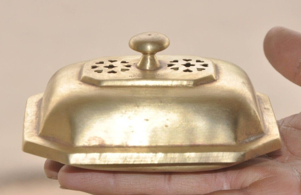 Vintage Brass Jali Cut Handcrafted Unique Shape Soap Case , Nice Patina