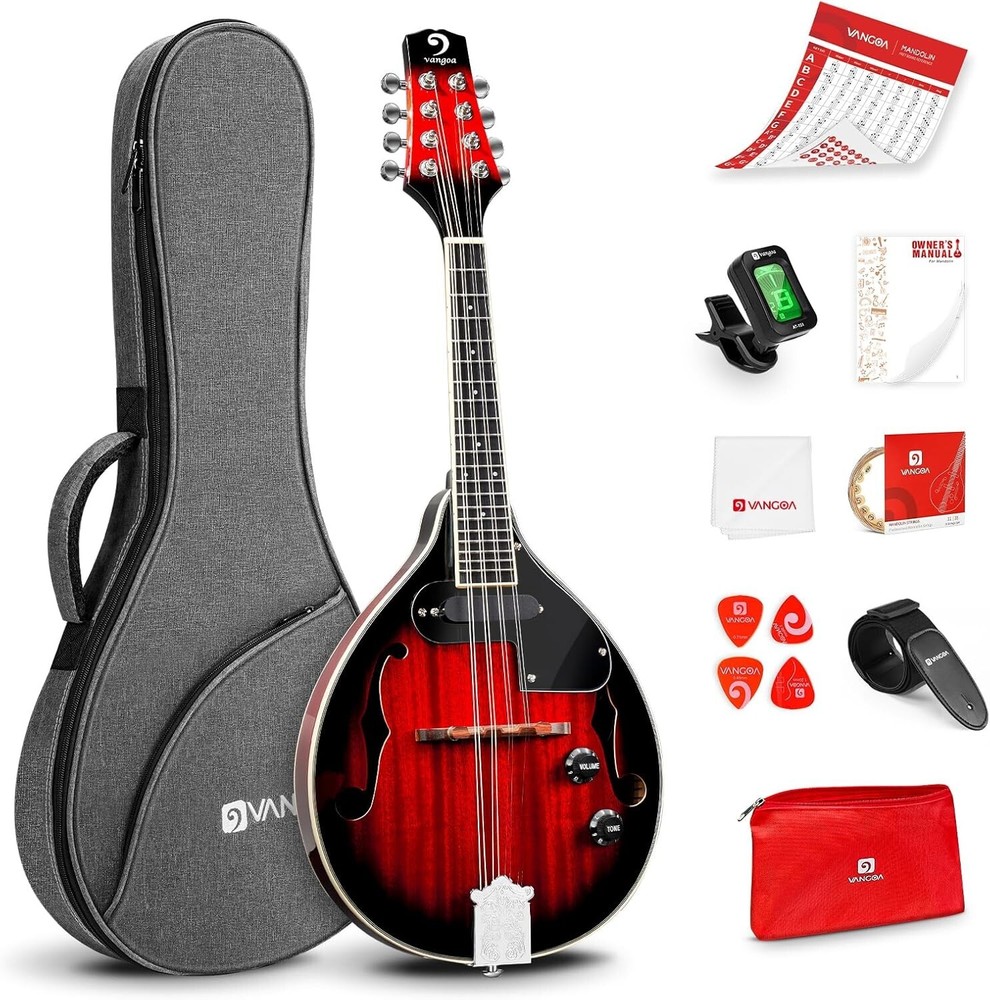 Professional Grade 8-String Mandolin - Comfortable Playing & Stunning Red Burst