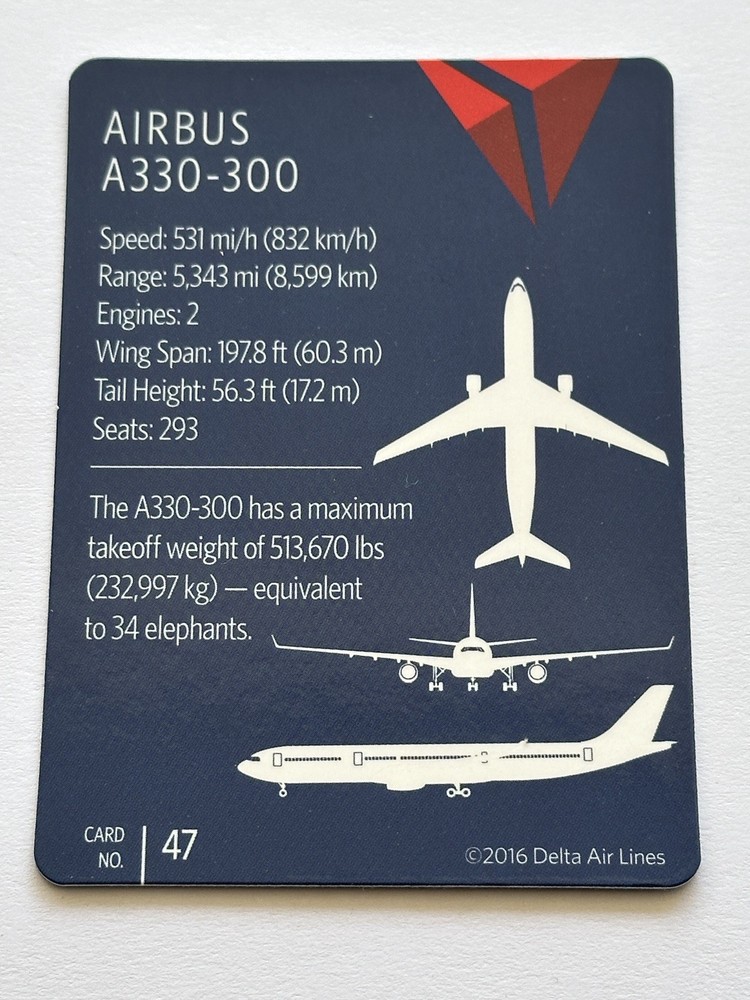 Delta Airlines A330-300 Trading Card No 47