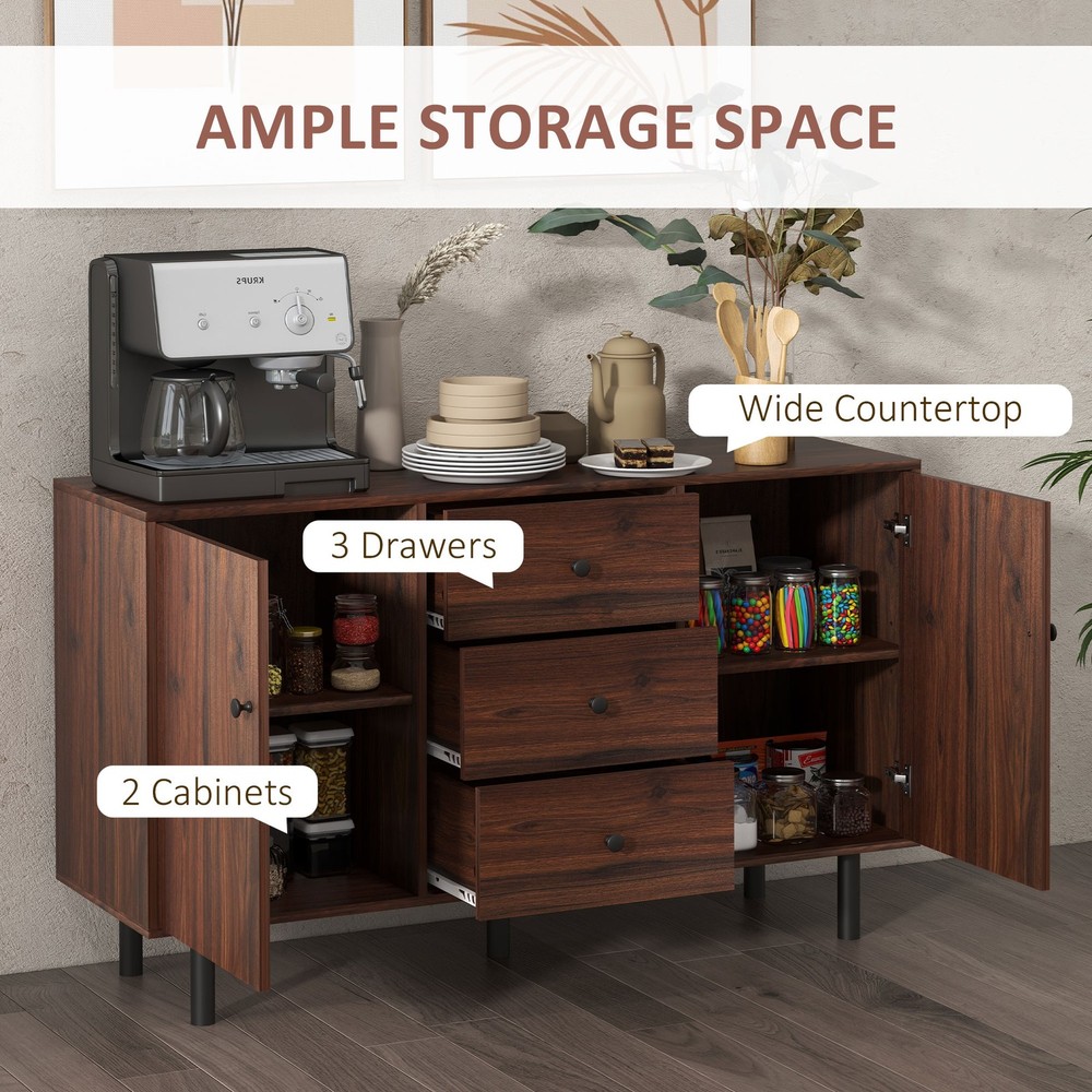 Sideboard Buffet Cabinet, Kitchen Cabinet with 2 Cupboards, 3 Drawers