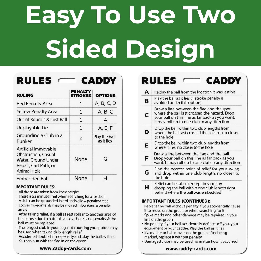 Rules Caddy â€“ USGA Rules of Golf 2026 Quick Reference Card â€“ Golf Bag Tag...