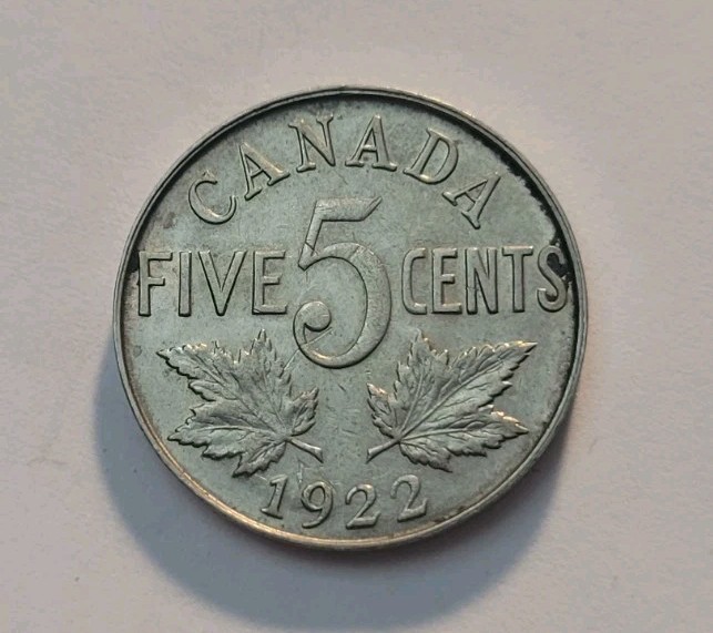 1922 Canada  5 Cents Coin