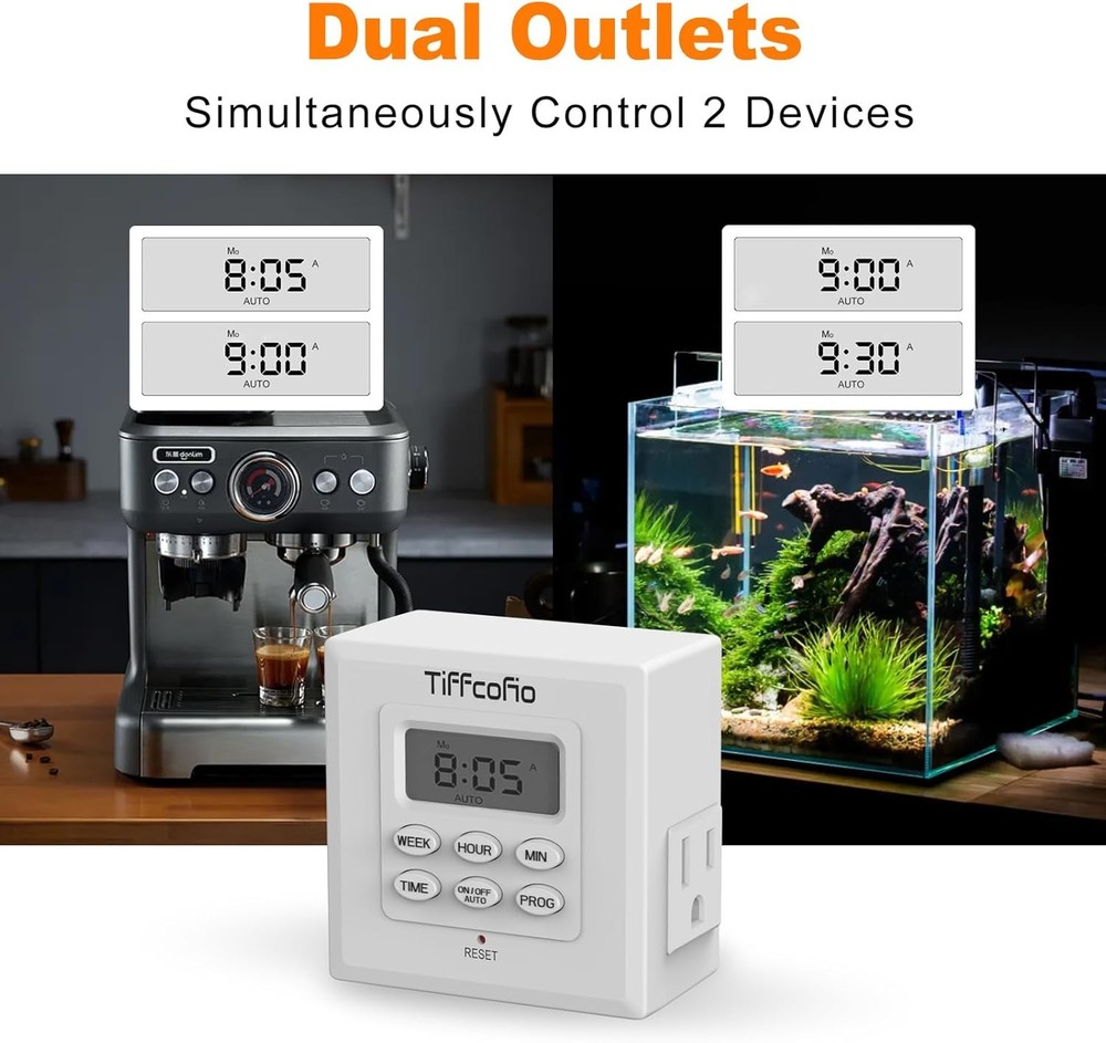 Indoor Digital Light Timer, 7 Day Programmable Plug in Outlet 2 White