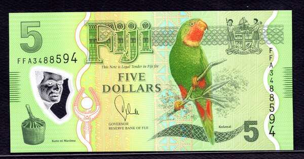 FIJI ISLANDS, P-115,  5 DOLLARS, 2013, UNC