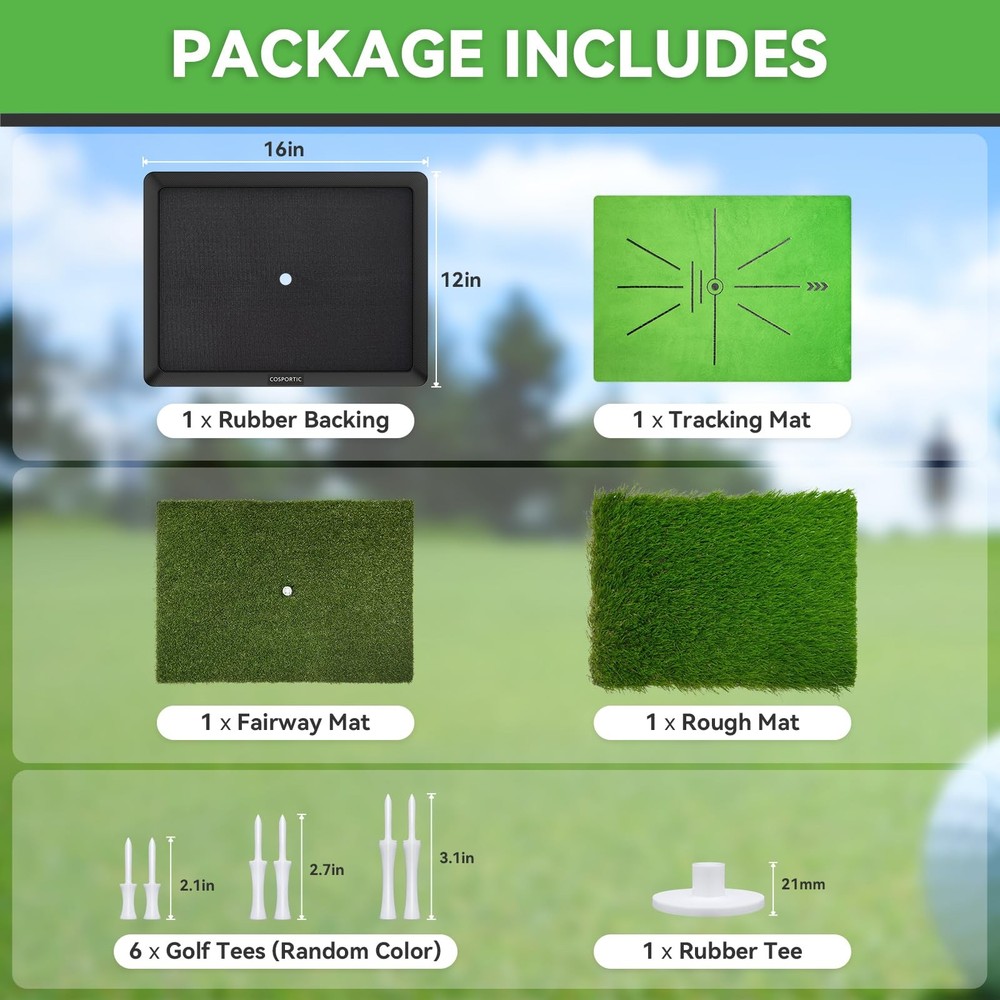 Golf Hitting Mat, Golf Training Mat for Swing Path Feedback Detection Batting...