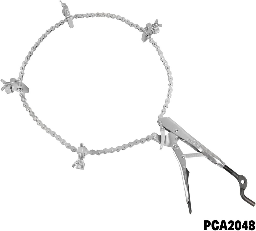 Versatile Adjustable Pipe Alignment Pliers with 48" Chain & Stainless Contacts