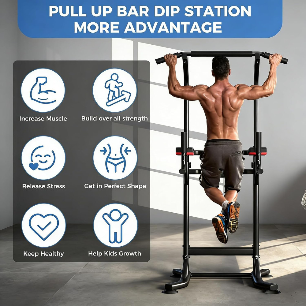 Pull up Bar, Multi-Function Pull up Dip Bar Station, Home Gym Workout Strength T
