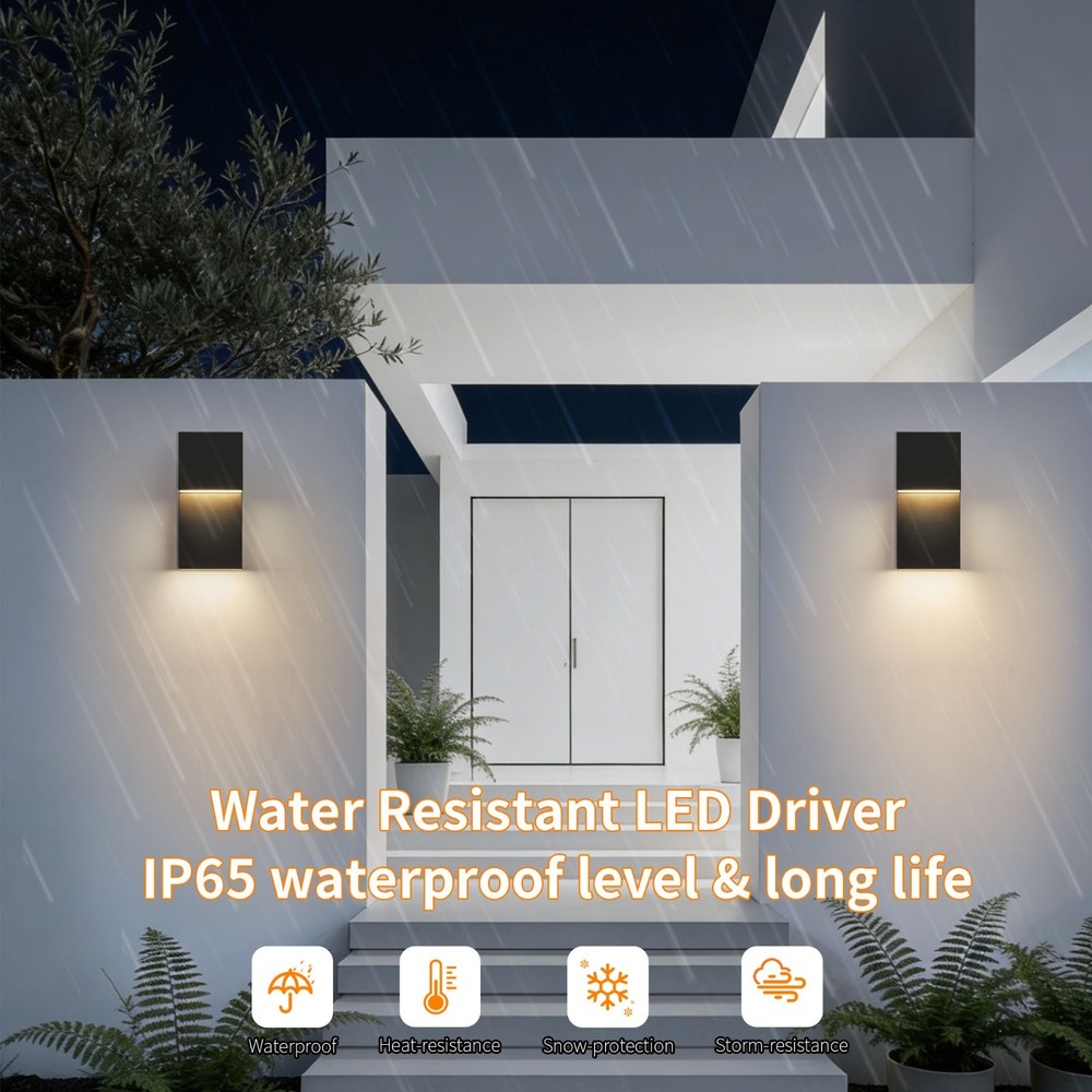 2-Pack 11.8 in. Black Wall Light