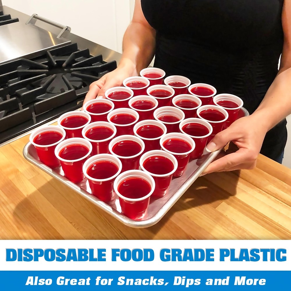 200 Pack 2 oz Plastic Shot Cups - Mini 2oz Party Cups, Red
