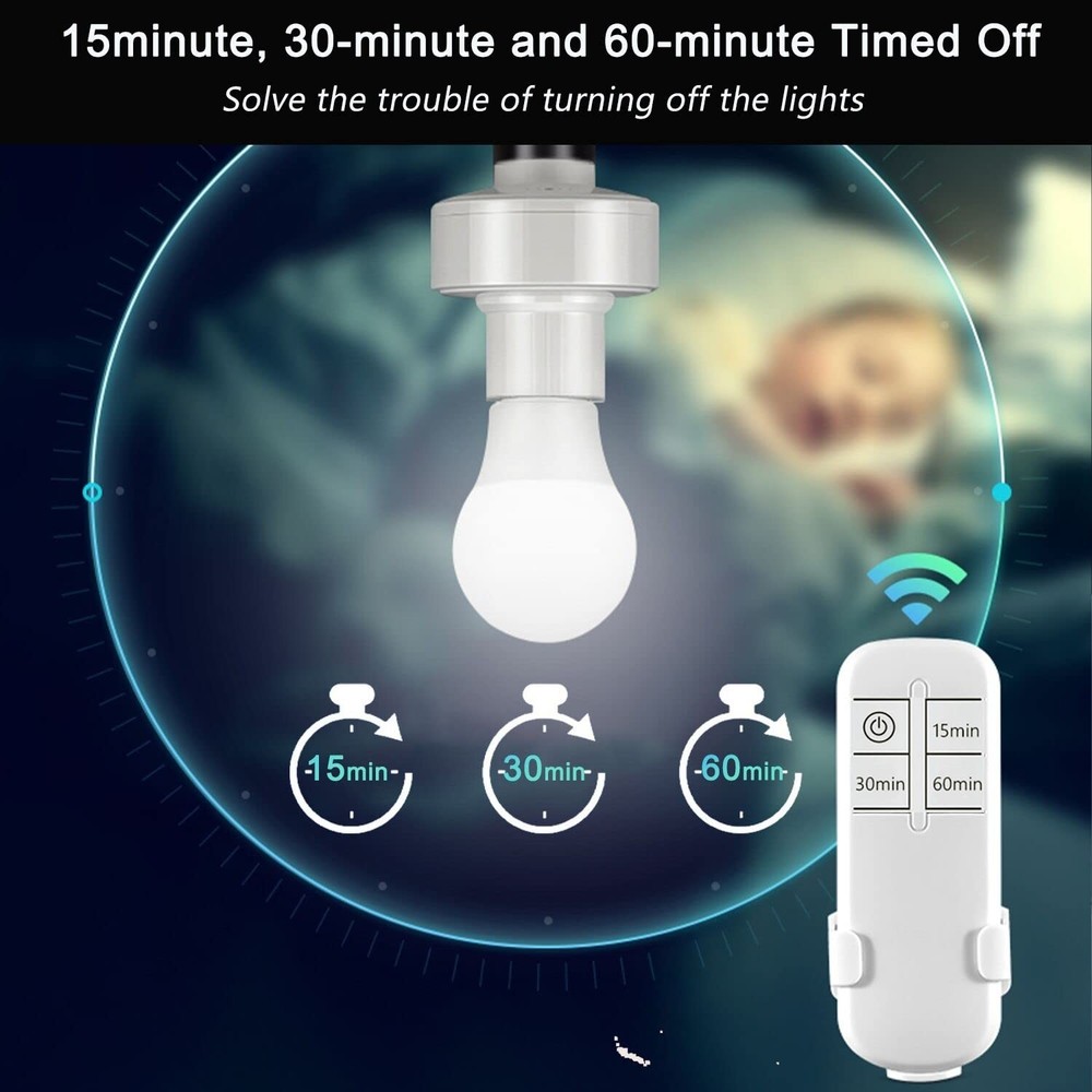 Remote Control Light Bulb Socket, E26 E27 Bulb Lamp Holder with Remote Control