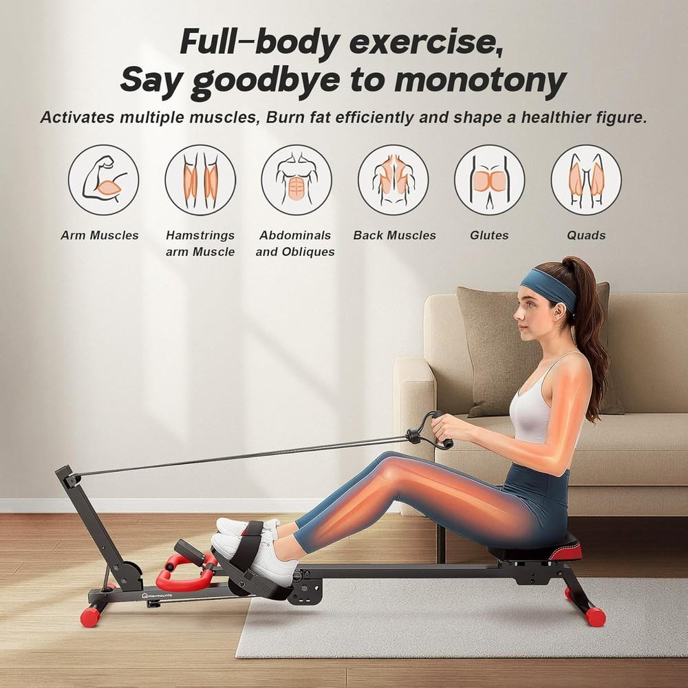 WARMOUNTS Rowing Machine, 4 in 1 Adjustable Ab Machine with 4 Level... Fast Ship