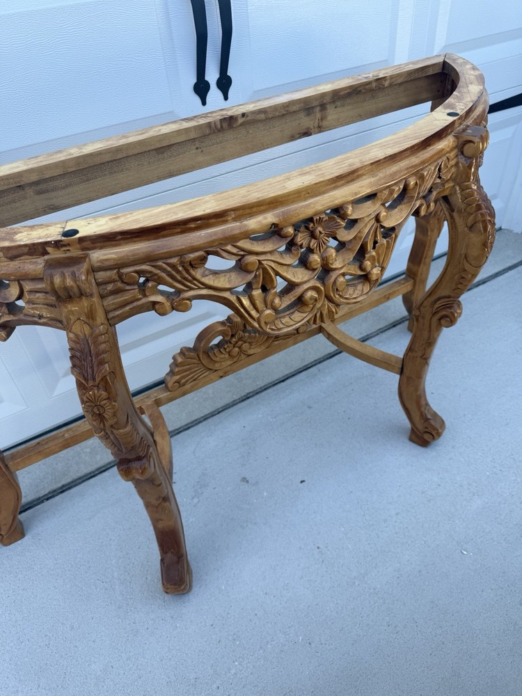Victorian Style Antique Hallway Table. Hand Carved. Solid Wood No Top