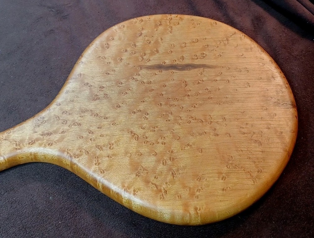 Vintage BirdsEye Maple Hand Held Beveled Mirror