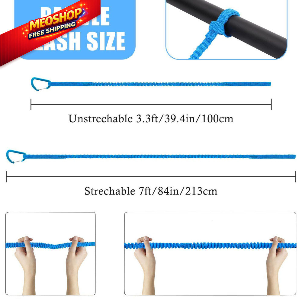 NVAAV 1/2/4 Pack Kayak Paddle Board Tether Leash 1pc(3.3-7ft), Blue