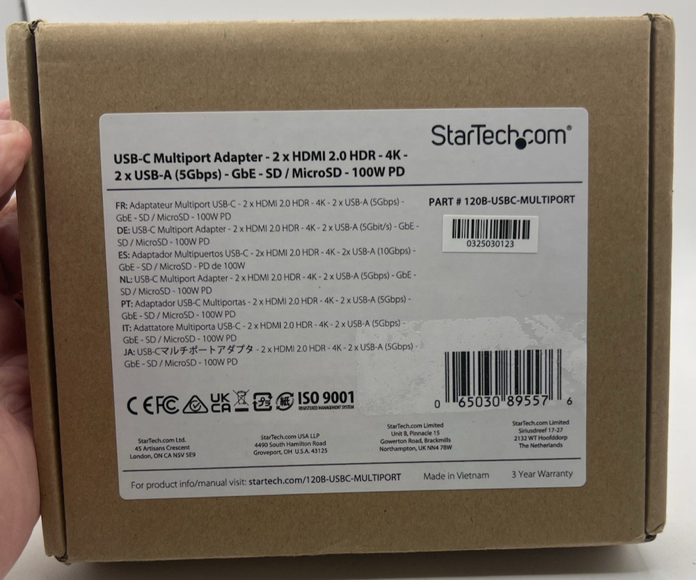 StarTech.com USB C Multiport Adapter Dual HDMI 4K