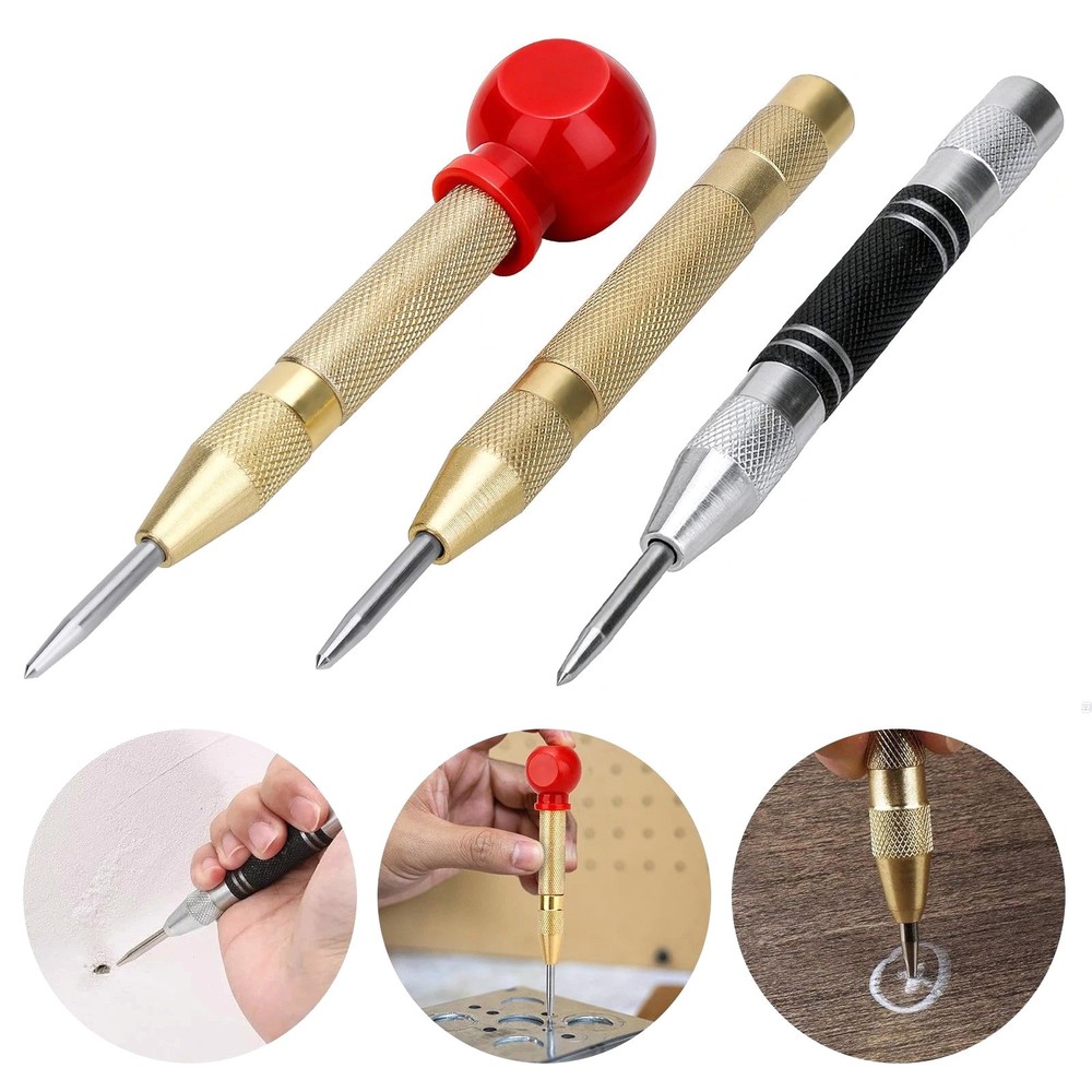 3 Piece Automatic Center Punch One Hand Action for Workshop Use DIY Projects