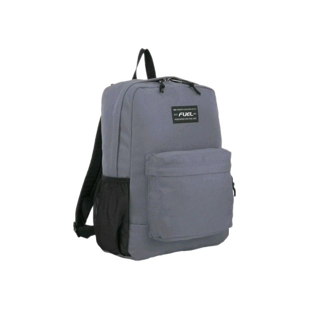 FUEL Grey and Black Polyester Backpack 2 Zippered Compartments