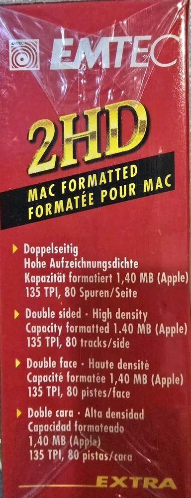 EMTEC 2HD MAC Formatted 3.5" 10 DISKETTE Pack Sealed (PC Formatable) 2 Packs