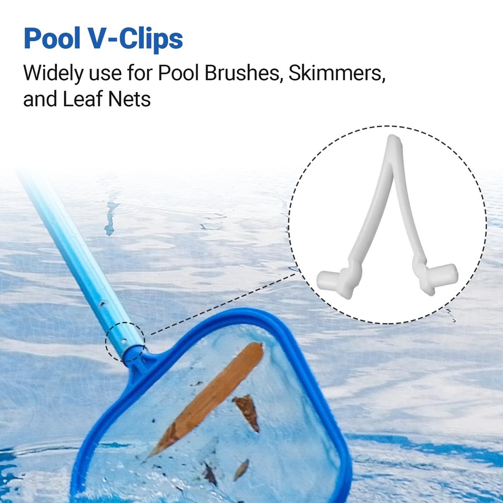 (21-Pack) Replacement Pool V-Clips - Pool Brush Plastic Clips/Pool Pole Net