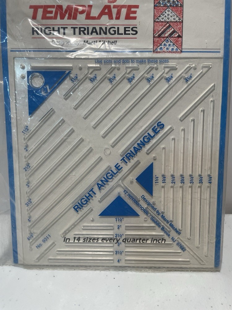 EZ Right Triangles Quilting Cutting Template Plastic #9311 Marti Michell Retro
