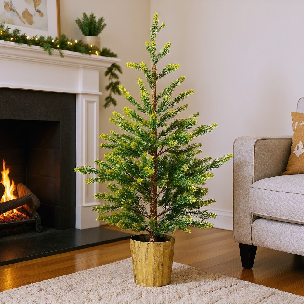 2 Pack 4 FT Dual Tone Artificial Christmas Tree with Pot Stand